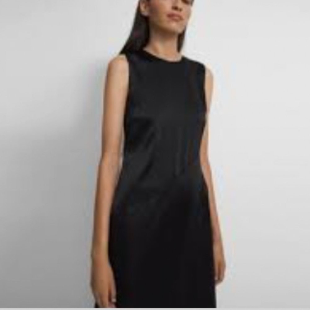 Theory Sleeveless Angled Seam Dress in Satin